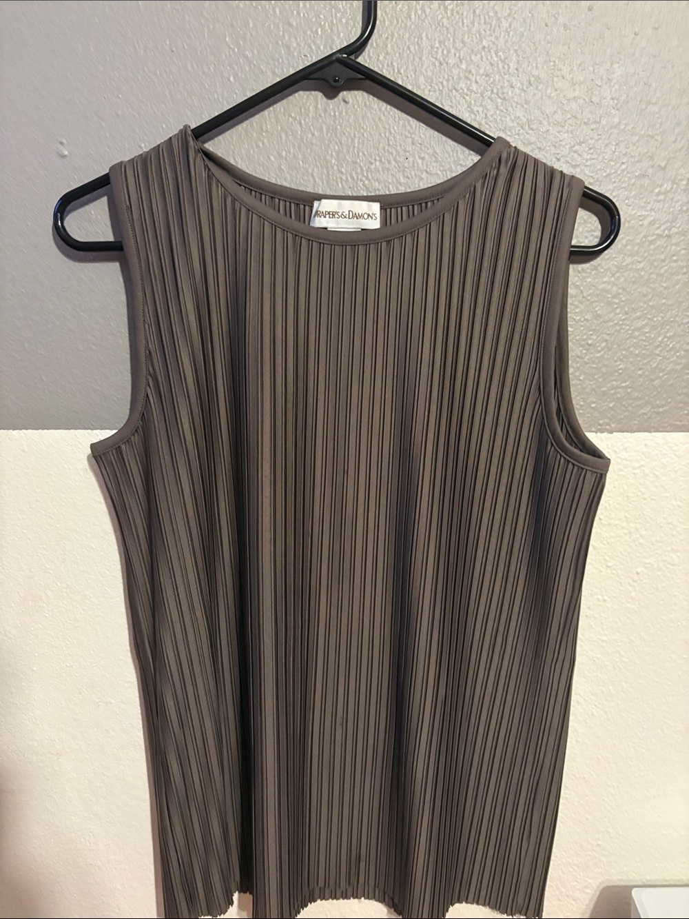 Drapers and Damons  Pleated Sleeveless Top in Taupe Gray